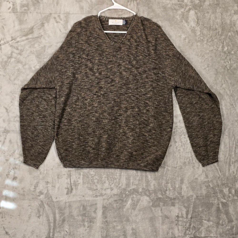 Bill Blass Menswear V Neck Sweater Mens Size L Brown Marled Cotton